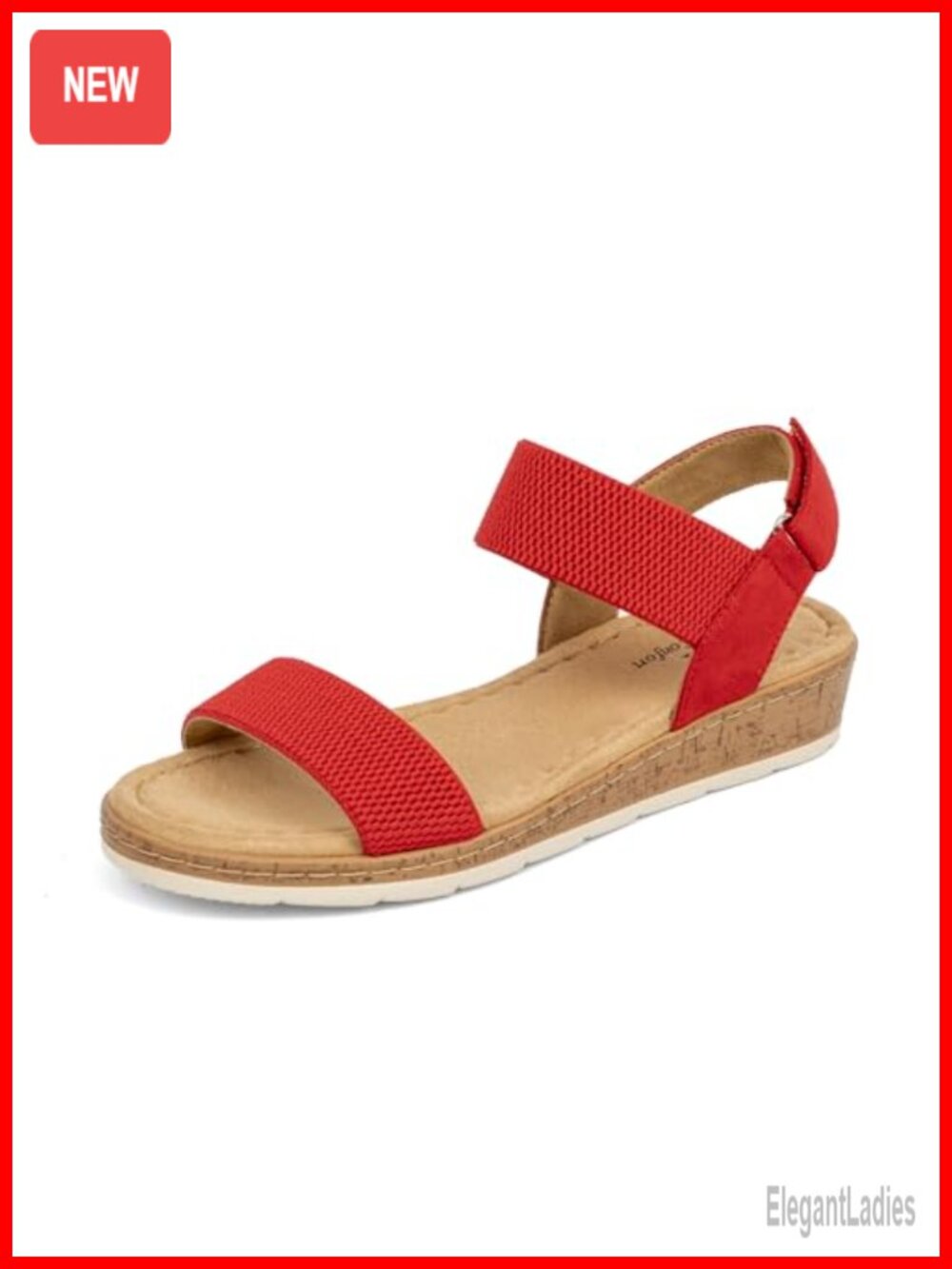 Womens Flat Sandals Open Toe Elastic Ankle Strap Slip On Low Wedge Comfy Casual